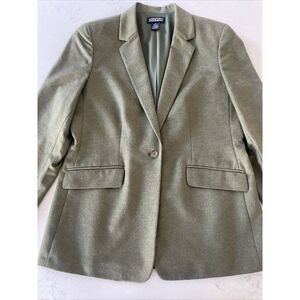 Lands End Women's Size 10 Cashmere‎ Wool Jacket Blazer Green Single Button